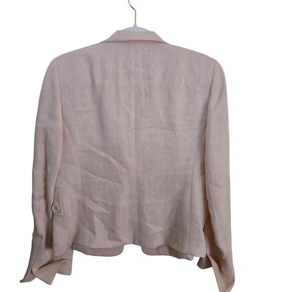 Akris 100% Linen Blush 2 Hook Notched Collar Blazer Size 8 - Picture 2 of 5